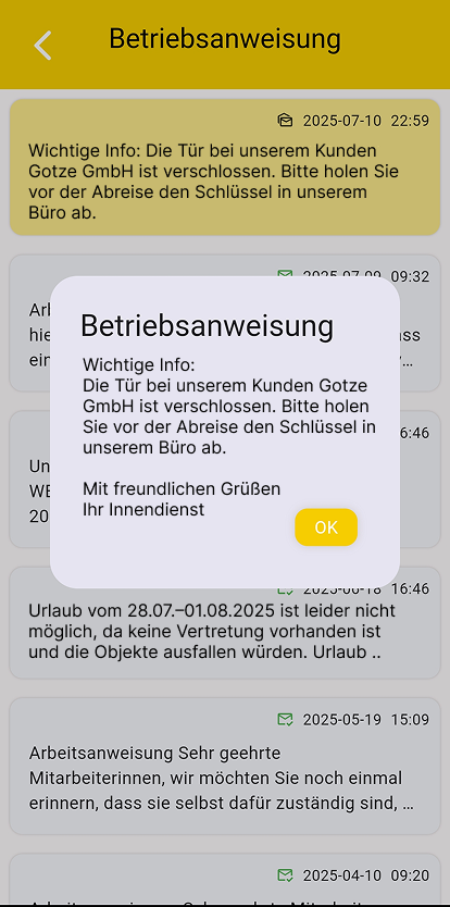 Urlaubsanfrage Mobile