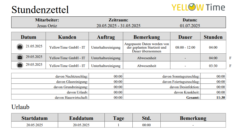 Stundenzettel
